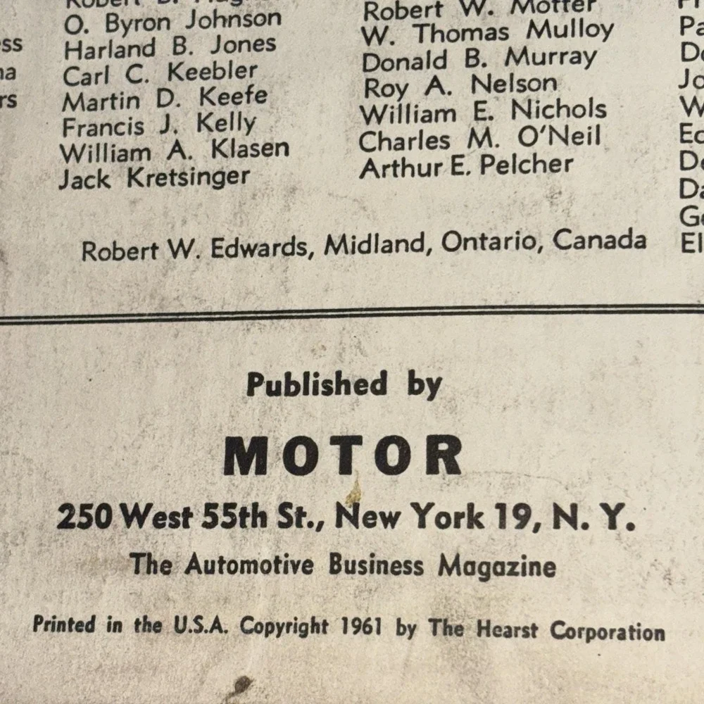 Motor's Flat Rate & Parts Manual 1961 33rd Ed Original Auto Shop Guide